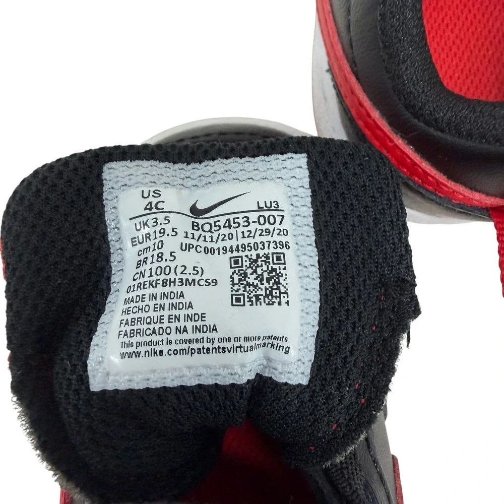 Nike Court Borough Low 2 Toddler Black Red Sneakers Size 4C Street style
